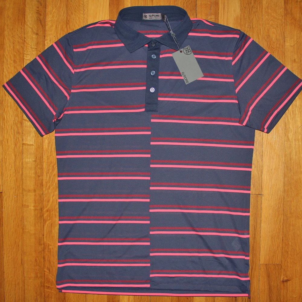 G/FORE Offset Stripe Pique Golf Polo Mens M Twilight G4 - Picture 2 of 5